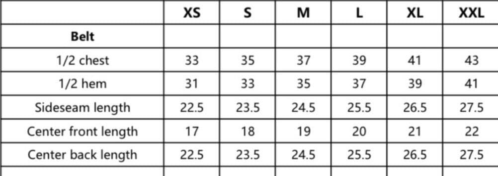 מידות למחוך נשיאת אקדח